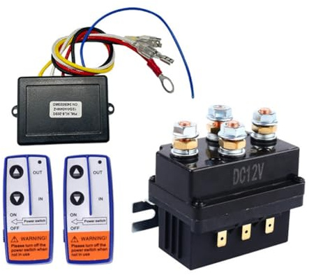 Fangxuee Relé de Cabrestante de 12 V y 500 A 4450 con 2 Controles Remotos + Controlador + Juego de Relés