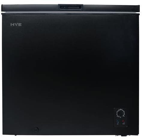 HYE Chest Freezer - 205L Freezer, Quiet 42 dB Operation, Mechanical Temperature Control, Freestanding Design, Black, Perfect For Kitchens, Garages & Utility Rooms - RF01CF205B24