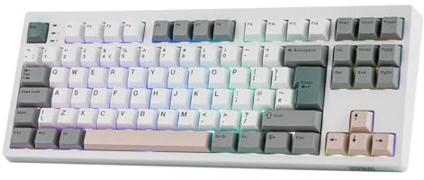 EPOMAKER TH87 UK Wireless Mechanical Keyboard (White, Sea Salt Silent) | Creamy Keyboard with 10000mAh Battery, BT/2.4GHz/Wired, Hot Swap, PBT Keycap, Lubed Switch, Web Driver, RGB, for Game/Office