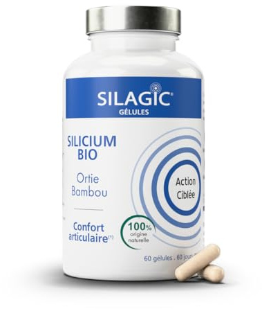 Silagic Silicium Bio Ortie Bambou, Confort Articulaire, Solidité des Os, 60 Gélules, Cure 2mois, 100% naturel, Certifié Bio et Fabriqué en France