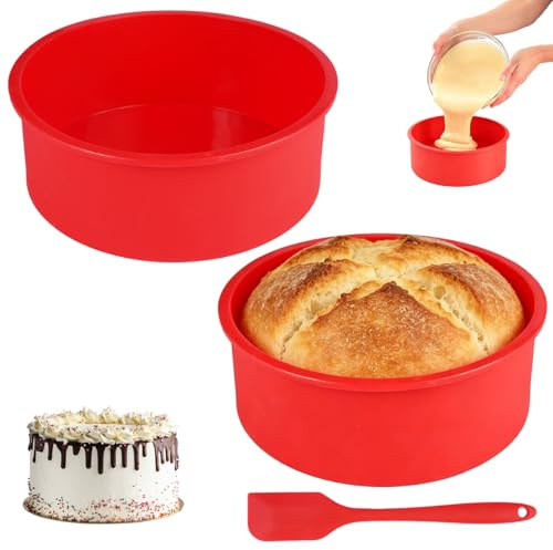 2 Piezas Moldes Silicona Reposteria Redondo 15 cm, para Tarta Cumpleaños | 6 Pulgadas Molde Silicona Bizcocho, Molde Bizcocho Antiadherente, Fácil de Desmoldar, para Tartas para Tarta de Queso (Rojo)