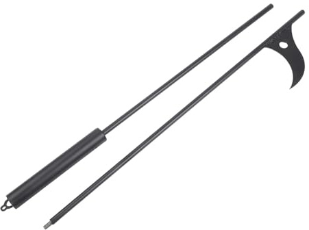 Wrought Iron Fireplace Tongs, 40 Inch Solid Black Steel Fire Poker and Hook for Indoor Outdoor Use, Heavy Duty Tool for Fire Pit Wood Stove Bonfire