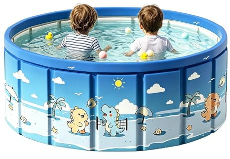 Fold Up Pool - Kiddie Pool | Outdoor Water Play Toys | Non-Slip Foldable Swimming Pôol With Drain Pipe, Portable Kids Pôol Pet Bathtub, For Garden Patio Beach Lake Park Summer Vacation
