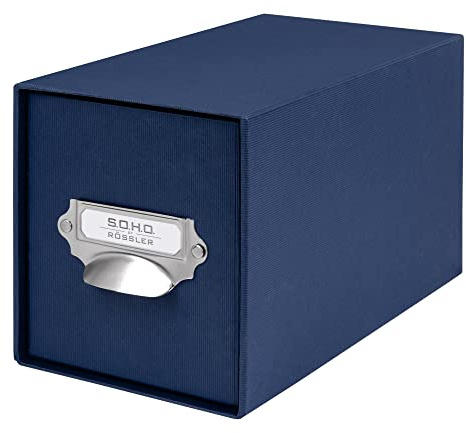 Rössler SOHO CD-Schubladenbox | Schubladen-Aufbewahrungsbox | Organizer mit Schublade | Storage Box | Aufbewahrung & Organisation | (BxHxT): 143 x 158 x 261 mm | 1 Stück | Farbe: Blau | Navy | Organizer mit Schublade für CDs, Zubehör, Bürobedarf und kleine Alltagsgegenstände