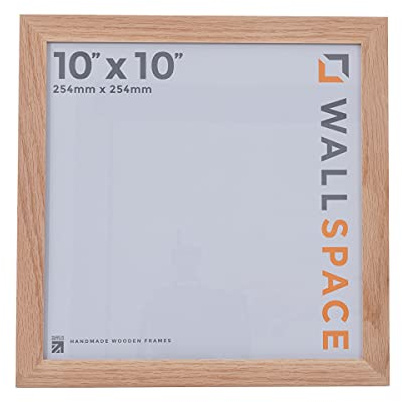 Wall Space 10x10 Oak Picture Frame | Oak Photo Frame 10x10 | 10 x 10 inch | 254x254mm | 25.4x25.4cm | Square | Real Wood with Glass | Handmade Wooden Made in UK