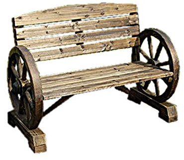 HTI-Line Gartenbank Sommerset Sitzbank Holz Wagenrad rustikal Braun