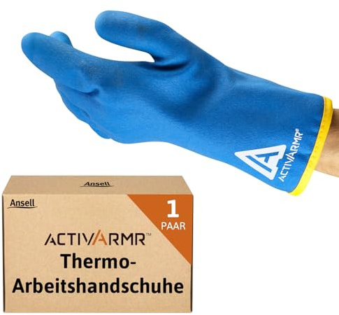 Ansell ActivArmr Winter-Arbeitshandschuhe - wärmebeständig & grifffest bei niedrigen Temperaturen, Kälteschutz-Handschuhe, Männer & Frauen, wasserdicht, Gr. XL (1 Paar)