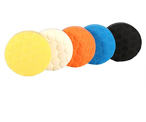 Gorgeri 5pcs 3/4/5/6/7 Inch Car Polishing Pad Kit, Buffing Sponge Polishing Pad Hand Tool Kit Compound Buffing Sponge Pads for Car Polisher Wax(5inch)