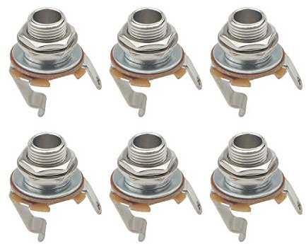 Unxuey 6 Stück 6,35 mm Gitarre 3-polige Buchse Sockel Eingang Ausgang Mono Panel Mount für E-Gitarren Bass