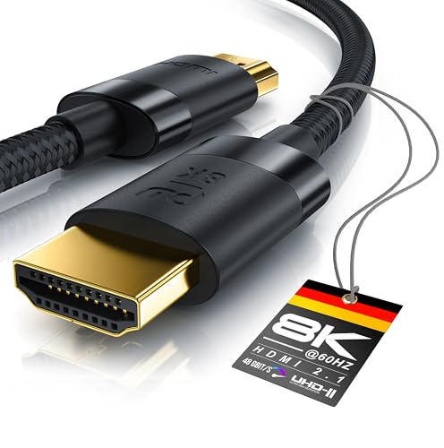 CSL - 8k / 4k HDMI Kabel 2.1/2.0-1m - 8K @ 60Hz / 120Hz - 4K @ 240Hz - 48 Gbit/s - 3D - Ultra High Speed mit Ethernet - TV Blu-ray PS5 Xbox Series X Switch - schwarz - 1 Meter
