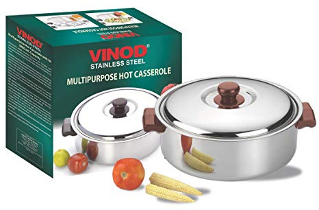 Vinod Stainless Steel Multipurpose Stainless Steel Hot Casserole with lid, 1500 ml Capacity | Serving Casserole