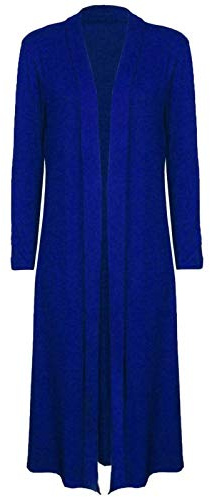 Colop Ladies Maxi Long Length Boyfriend Cardigan Collared Top Long Full Sleeve Floaty (Navy, 16-18)