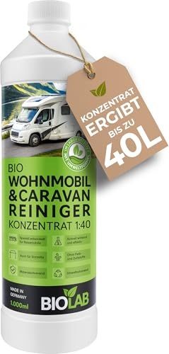 BIOLAB Bio Wohnmobil und Caravan Reiniger Konzentrat (1000 ml) zur Reinigung von Wohnwagen, Vorzelt, Markise - Regenstreifen Entferner