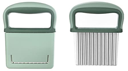 FUYTERY Crinkle Cutter Edelstahl Serrator Wave Wolf Tooth Pommes Hackmesser (Grün)