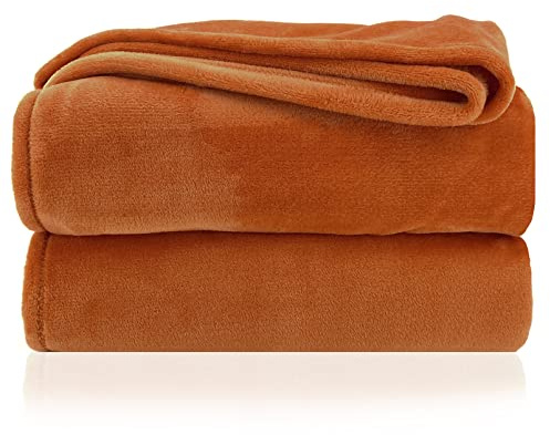 heimtexland Kuscheldecke flauschig Flanell Wohndecke warm Oekotex Tagesdecke Überwurf Sofadecke fusselfrei Fleecedecke Super Soft XL Decke 150x200 cm Typ380 Kupfer