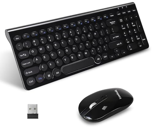 LeadsaiL KF29 Wireless Keyboard and Mouse Set, Wireless USB Mouse and Compact Computer Keyboards Combo, QWERTY UK Layout for HP/Lenovo Laptop and Mac-Black
