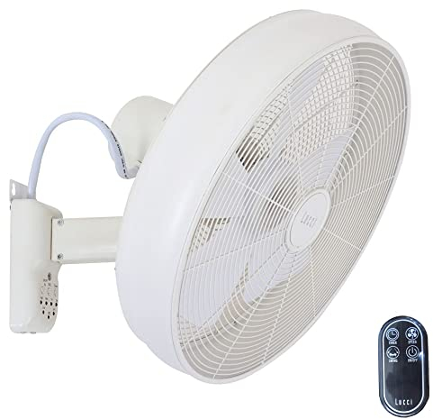 LUCCI AIR Breeze - Ventilador de pared (incluye mando a distancia, giratorio automático, diámetro de 46 cm), color blanco