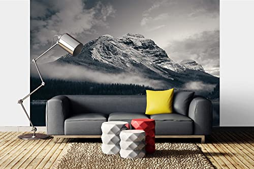 Vlies Fototapete SCHNEEBEDECKTER BERG 375 x 250 cm (inkl. Kleister) - Vlies Tapete, Wandtapete, Wandbilder - Tapete für Wohnzimmer Schlafzimmer, Büro, Küche - Montagefertig