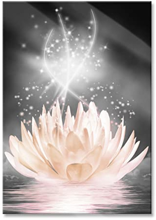 Pixxprint Glasbild, Wandbild aus Echtglas, abstrakte Seerose, 70x100 cm, inkl. Aufhängung und Abstandshalter