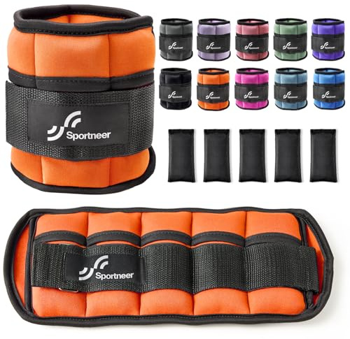 Sportneer Gewichtsmanschetten, Verstellbares Gewichte für Beine und Arme | für Frauen Männer Gym Fitness Workout Walking Joggen, 0,45kg-2,3kg (pro Knöchel)/0,9-4,5kg(pro Paar)
