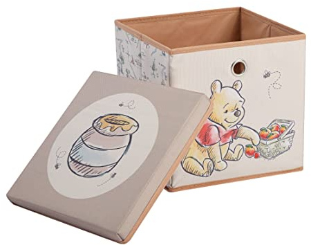 Idea Nuova zusammenklappbarer Aufbewahrungswürfel mit abnehmbarem Deckel „ Winnie the Pooh“, ca. 25 x 25 x 25 cm
