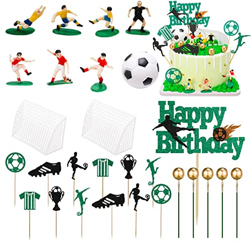 Heyu-Lotus 28 Stück Fußball Kuchen Deko, Tortendeko,Grün | Tortendeko Geburtstagstorte Topper für Geburtstag Party