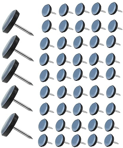 50 Pièces Patin Chaise Teflon à Clouer 19mm Ronde Patins de Meubles