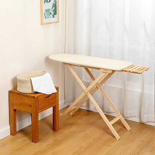 LuusMm Holzprofi -Bügelbrett, Massives Holzbügelbrett, Faltbarer Bügeltisch -Stütztisch, 3 Stufen Höhenanpassung Und Bügeltisch Mit Bügelstab,Weiß