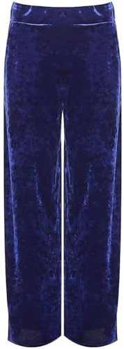 Pantalones de terciopelo para mujer, estilo de pierna ancha, acampanados, ligeros, con bolsillos, talla grande, pierna ancha, terciopelo, palazzo, cintura elástica, talla 36-50, azul real, 44-46
