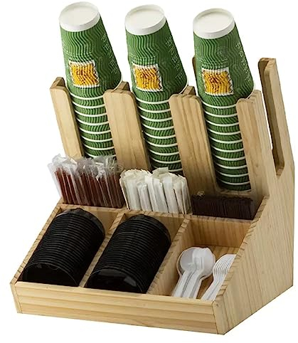 Organizzatore per Bar da caffè Organizzatore portabicchieri da caffè in Legno Portabicchieri da caffè USA e Getta Organizzatore per condimenti per caffè Bar Organizzatore di asciug