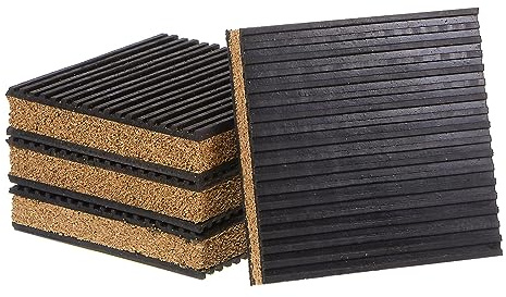 QUARKZMAN 4Stk Gummi Anti-Vibrationspads Vibrationsdämpfer 4 x 4 x 7/8 Isolationspad Vibrationsisolationspads Gerippte Matten mit Kork-Mitte für Waschmaschine Luftkompressen Laufband
