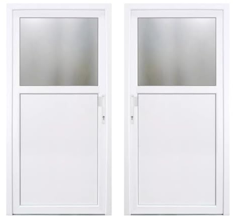 HORI Kellertür Haustür aus Kunststoff Nebeneingangstür Komplettset Hauseingangstür weiß/anthrazit - Farbe: weiß - DIN rechts - Modell: Knauff - 198 x 88 cm