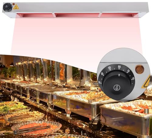 VFDZ Lampada Riscaldante Cucina, Sospeso Lampade Scaldavivande Cucina, Lampada Riscaldante per Alimenti Temperatura Regolabile 30-85°C a Buffet Ristoranti, Cucine, Hotel(60cm, 1 Pezzo)
