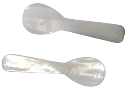 Hrlace 5 st vita pärlemorskedar klassisk kaviar serveringsskedar liten soppsked tesked äggsked dessertsked kaffe serveringssked smoothie sked barn sked köksverktyg 8 cm 8 cm