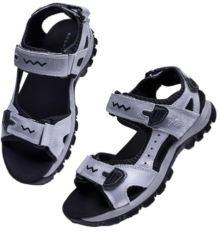 MGGMOKAY Damer sportiga sandaler öppen tå vandring utomhus sandaler sport casual strandsandaler, silver, 41 EU