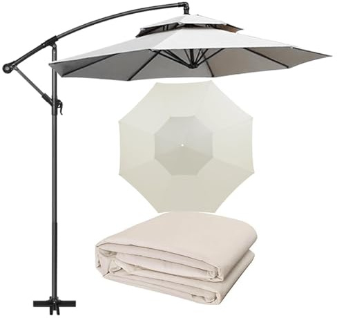 Sonnenschirm ersatzbezug 2.7m/3m, Sonnenschirmtuch mit doppelter oberseite Terrassenschirm Ersatzdach Garten Balkon Sonnenschirm Ersatzteile für Marktschirm und Ampelschirm(Size:3m/9.8ft-8 ribs,Color: