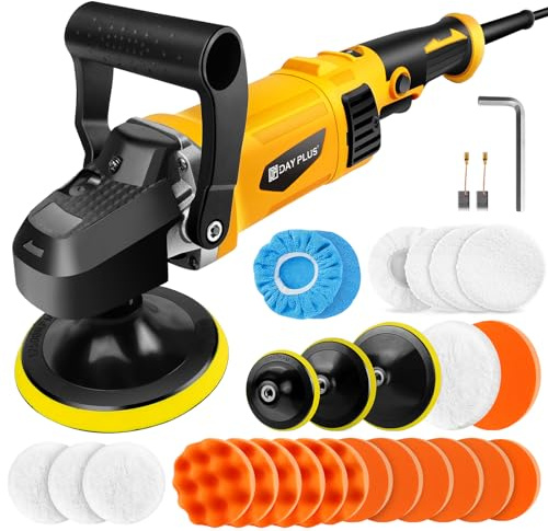 Buffer Polisher 1400W Car Furniture Polishing Machines Portable Electric Polisher Kit Rotary Car Polishers and Buffers Machines, 6 Variable Speeds 800-3500RPM, 30Pcs Accessories for Sanding Polishing