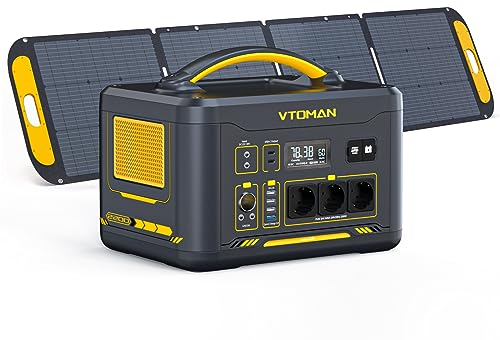VTOMAN Jump 2200 Tragbare Powerstation mit 200W Solarpanel - 2200W/1548Wh LiFePO4 Batterie Solar Stromgenerator, Erweiterbare Kapazität auf 3096Wh für Camping, Reisen, Wohnmobil, Stromausfälle