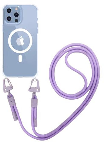 SRGDRR Fashion Crossbody Magnetische kabellose Ladehülle für iPhone 15 14 13 12 11 Pro Max 15 14 Plus, stoßfeste transparente Abdeckung, 8, für iPhone 12 Pro Max
