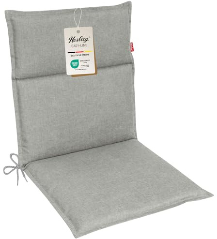 Herlag Gartenstuhlauflage Bea Niederlehner 100x50x4,5cm - Stärke 4,5cm - Bequeme Camping Sitzauflagen - Wasserabweisend - Pflegeleichte Easy-Line - Öko Tex 100-1 Polster - Silbergrau