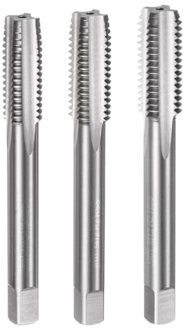 sourcing map 3pcs Metric Hand Tap Set, M12 x 1.75 Taper/Plug/Bottom Thread Screw Taps, High Speed Steel Hand Threading Tapping Tool Kit