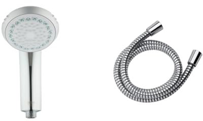 Mira Showers Response Shower Head Handheld 4 Spray Chrome, Mira Zest Universal Shower Hose 1.25m - Chrome
