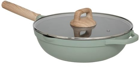 5five - sauteuse horizon en fonte d'aluminium vert d28cm