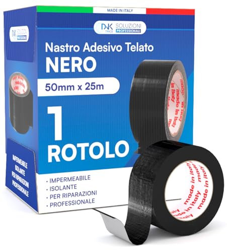 DNK TRADE Cinta adhesiva de tela americana de 50 mm x 25 m, color negro, aislante e impermeable para reparaciones profesionales y bricolaje, adherencia multisuperficie, metal, plástico y madera – 1