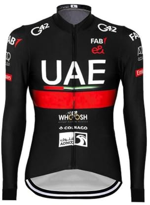 RDCYCLIST 2024 Winter Thermofleece Wärmer Pro Team UAE Black Langarm-Radtrikot für Männer, schnelltrocknende Rennradjacke Fahrradbekleidung (5XL)