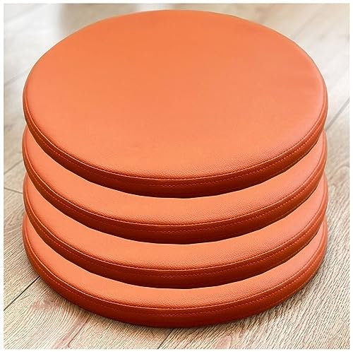 Wasserdichte, orangefarbene Leder-Stuhlauflagen, Hockerkissen, langlebig und bequem, 4 Packungen