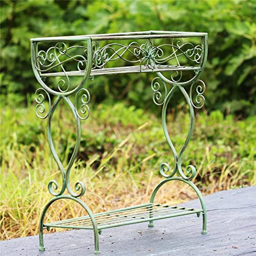 WOTZOV Grüne, tragbare Picknicktische, doppelschichtige Beistelltische für den Außenbereich, Terrassen-Beistelltische und Bistrotisch aus Metall, Couchtisch für Garten, TER