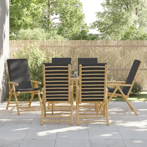 LAPOOH Sedie da Bistrot Pieghevoli 6pz con Cuscini Grigio Scuro bambù,Sedie da Bistrò,Seggiole da Giardino,Sedie per Tavolo da Giardino-3208930