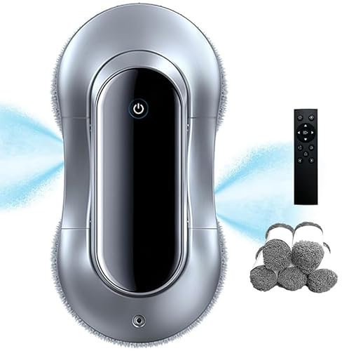 Robot Lavavetri Intelligente, Lavavetri Elettrico, Potenza di Aspirazione 2800Pa con Doppio Spruzzo d'Acqua Tecnologia di Rilevamento Automatico dei Bordi di Pulizia 70ML Telecomando per Finestre