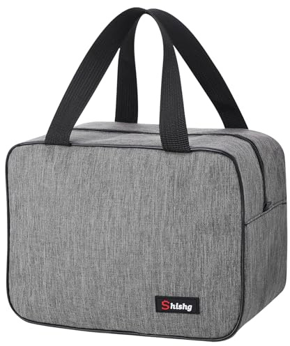 Xialvyu Kühltasche 10L,Faltbare Taschen Lunchtasche mit Folienfutter, Mittagessen Tasche für Unterwegs, Arbeit, Schule, Ausflug Lebensmitteltransport - Grau